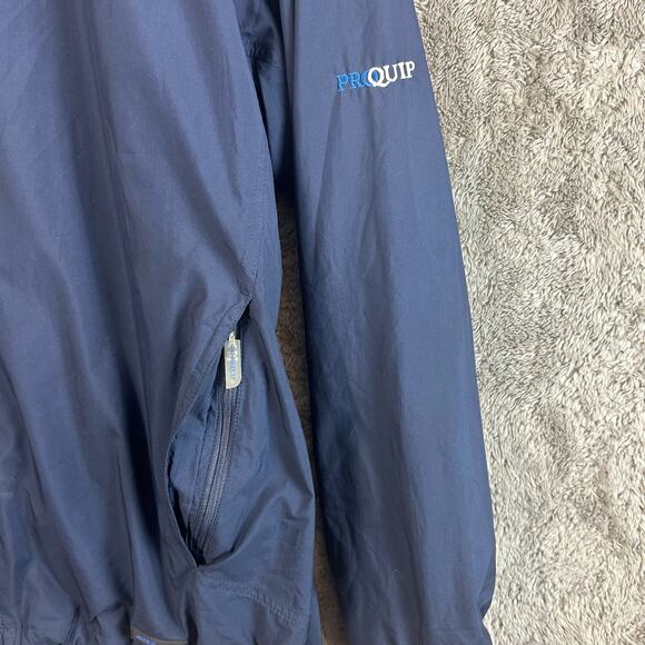 Proquip Navy Blue Golf Rain Jacket Full Zip Men's S Small Silk Touch Teflon - Picture 5 of 14